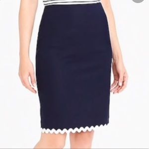 JCrew factory ric rac navy pencil skirt size 8